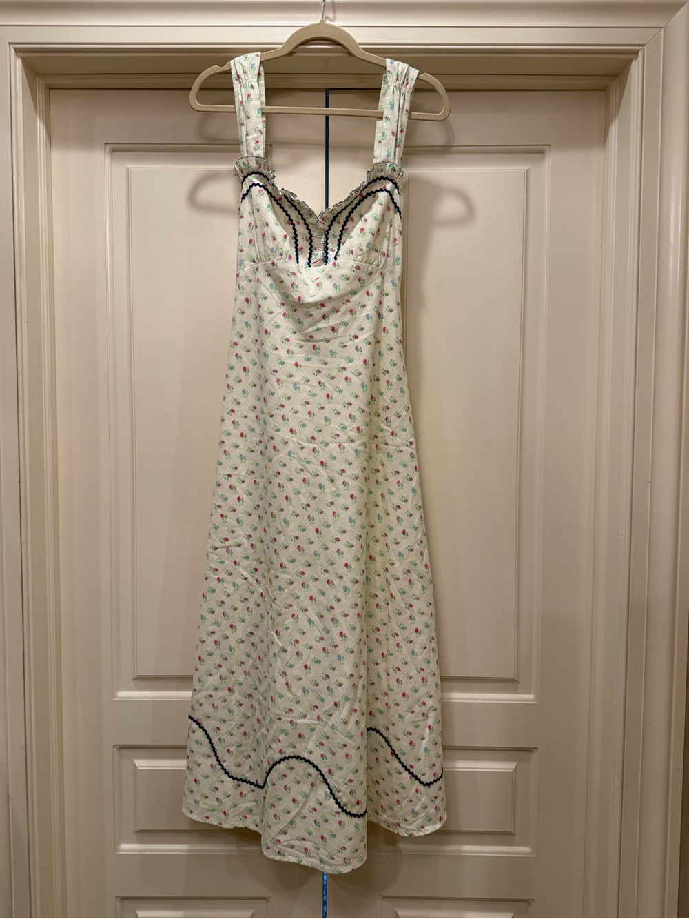 Free People Cream Maxi Dress with Pink & Green Floral Print